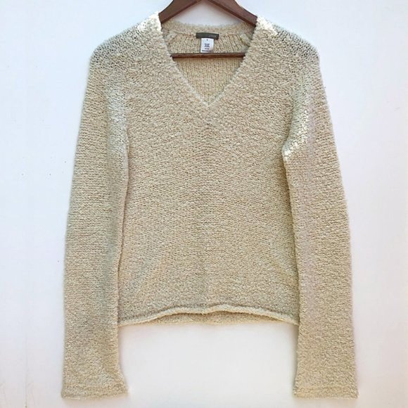 J Crew Ivory Boucle Knit V-Neck Chunky Sweater NEW - Picture 2 of 5
